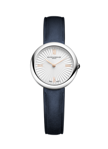 Baume & Mercier Joia 28 mm Swiss Quartz Silver Dial Blue Leather Strap Women’s Watch [10847]