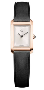 Baume & Mercier Hampton 28 × 17.75 mm Quartz Silver Dial 4N Gold PVD Case Steel Bracelet [10861]