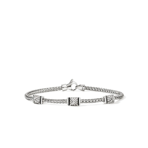 John Hardy Icon Stud Bracelet Sterling Silver Diamonds 2.5MM [BUP989972DI]