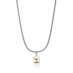 John Hardy Icon Stud Pendant Necklace 14K Yellow Gold & Sterling Silver Diamonds 2.5MM [NZZP972162DI]