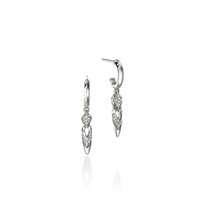 John Hardy Naga Drop Earrings Sterling Silver Diamond [EBP603982DI]