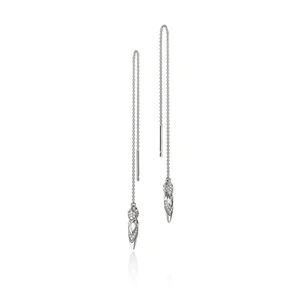 John Hardy Naga Drop Earrings Sterling Silver Diamond Pavé [EBP604062DI]