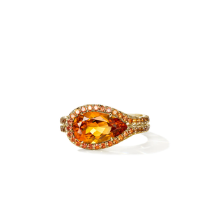 John Hardy Artisan Series Surf Cocktail Ring 18K Yellow Gold Madeira Citrine & Sapphire [RGS895261MCIYS]