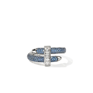 John Hardy Artisan Series Spear Ring 18K White Gold White Diamond Treated Blue Sapphire Ring [RGS0231004WBSPDI]