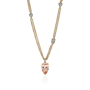 John Hardy Artisan Naga Pendant Necklace 18K Yellow Gold Morganite Necklace [NGS604191MRDI]