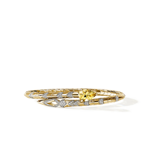 John Hardy Artisan Naga Flex Cuff 18K Yellow Gold Diamond Bracelet [CGS604201YBDI]