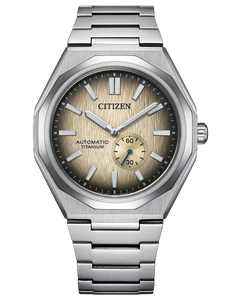 Citizen Zenshin 40.5 mm Automatic Beige Dial Super Titanium Bracelet [NK5020-58P]