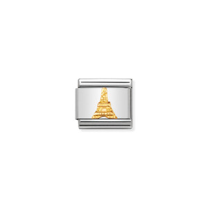COMPOSABLE CLASSIC RELIEF MONUMETS IN STAINLESS STEEL WITH 18K GOLD EIFFEL TOWER