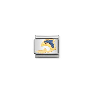 COMPOSABLE CLASSIC WATER ANIMALS IN STAINLESS STEEL WITH ENAMEL AND 18K GOLD DOLPHIN