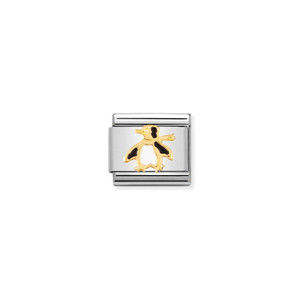 COMPOSABLE CLASSIC WATER ANIMALS IN STAINLESS STEEL WITH ENAMEL AND 18K GOLD PENGUIN
