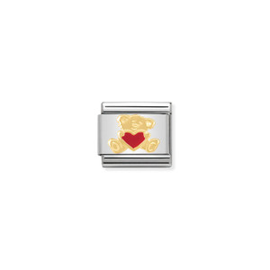 COMPOSABLE CLASSIC LOVE 1 STAINLESS STEEL, ENAMEL AND 18K GOLD BEAR WITH HEART