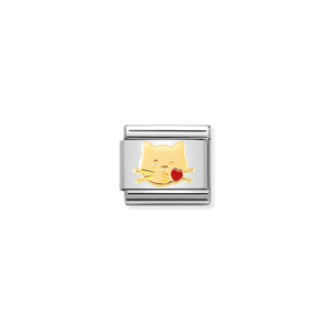 COMPOSABLE CLASSIC SYMBOLS STEEL, ENAMEL AND 18K GOLD CAT KISS
