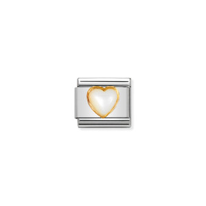 COMPOSABLE CLASSIC STONES HEARTS IN STAINLESS STEEL WITH 18K GOLD WHITE MOTHER OF PEARL