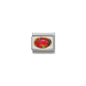 COMPOSABLE CLASSIC OVAL HARD STONES IN STAINLESS STEEL AND 18K GOLD RED OPAL