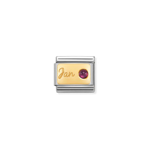 COMPOSABLE CLASSIC MONTH STONE IN STEEL, STONES AND 18K GOLD JANUARY GARNET