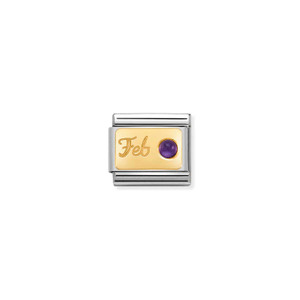 COMPOSABLE CLASSIC MONTH STONE IN STEEL, STONES AND 18K GOLD FEBRUARY AMETHYST