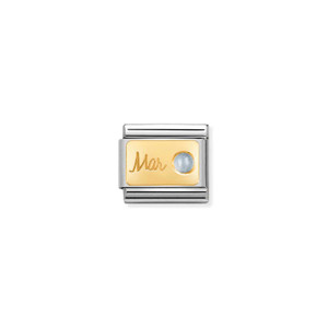 COMPOSABLE CLASSIC MONTH STONE IN STEEL, STONES AND 18K GOLD MARCH AQUAMARINE