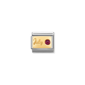 COMPOSABLE CLASSIC MONTH STONE IN STEEL, STONES AND 18K GOLD JULY RUBY