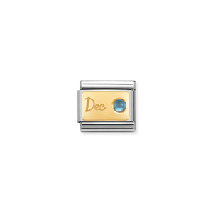COMPOSABLE CLASSIC MONTH STONE IN STEEL, STONES AND 18K GOLD DECEMBER LIGHT BLUE TOPAZ