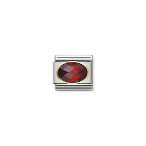 COMPOSABLE CLASSIC FACETED CUBIC ZIRCONIA, STAINLESS STEEL AND 18K GOLD RED