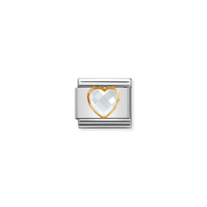 COMPOSABLE CLASSIC HEART FACETED CZ IN STEEL AND 18K GOLD WHITE