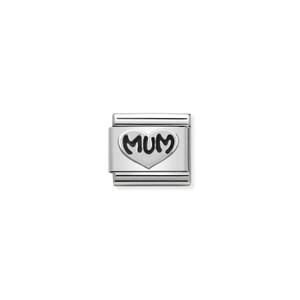 COMPOSABLE CLASSIC OXIDIZED SYMBOLS IN STEELSTEEL AND 925 STERLING SILVER MUM HEART