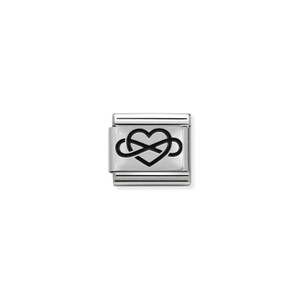 COMPOSABLE CLASSIC PLATES OXIDIZED STEEL AND 925 STERLING SILVER INFINITY HEART