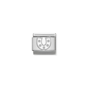 COMPOSABLE CLASSIC SYMBOLS IN STAINLESS STEEL , ENAMEL AND 925 STERLING SILVER WHITE HORSESHOE