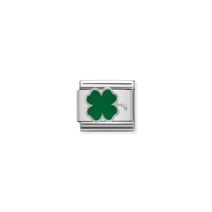 COMPOSABLE CLASSIC SYMBOLS IN STAINLESS STEEL , ENAMEL AND 925 STERLING SILVER GREEN CLOVER