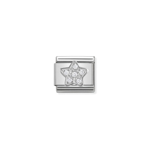 COMPOSABLE CLASSIC SYMBOLS STEEL , CUBIC ZIRCONIA AND 925 STERLING SILVER STAR