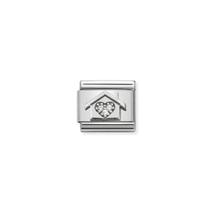 COMPOSABLE CLASSIC SYMBOLS STAINLESS STEEL , 925 STERLING SILVER, AND CUBIC ZIRCONIA HOME WITH HEART