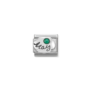 COMPOSABLE CLASSIC SYMBOLS IN STEELSTEEL, 925 STERLING SILVER AND STONES MAY EMERALD