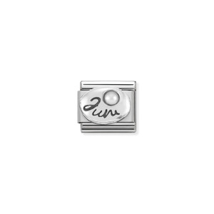 COMPOSABLE CLASSIC SYMBOLS IN STEELSTEEL, 925 STERLING SILVER AND STONES JUNE WHITE PEARL