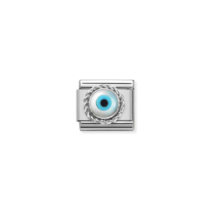 COMPOSABLE CLASSIC STONES, STEEL, ROUND RICH SETTING IN 925 STERLING SILVER GREEK EYE