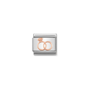 COMPOSABLE CLASSIC SYMBOLS STEEL AND 9K ROSE GOLD MARRIAGE RINGS