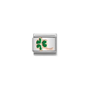 COMPOSABLE CLASSIC SYMBOLS STEEL, ENAMEL AND 9K ROSE GOLD CLOVER