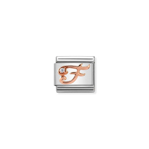 COMPOSABLE CLASSIC LETTERS STEEL, ZIRCON AND 9K ROSE GOLD F