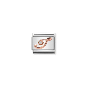 COMPOSABLE CLASSIC LETTERS STEEL, ZIRCON AND 9K ROSE GOLD I