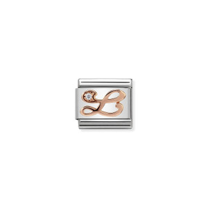 COMPOSABLE CLASSIC LETTERS STEEL, ZIRCON AND 9K ROSE GOLD L