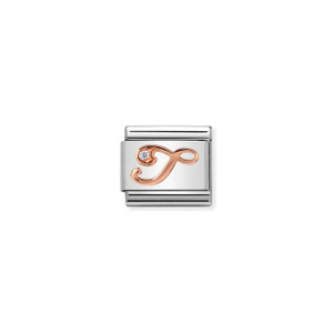 COMPOSABLE CLASSIC LETTERS STEEL, ZIRCON AND 9K ROSE GOLD T