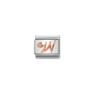 COMPOSABLE CLASSIC LETTERS STEEL, ZIRCON AND 9K ROSE GOLD W
