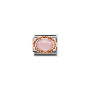COMPOSABLE CLASSIC RICH SETTING STONE IN STEEL AND 9K ROSE GOLD PINK OPAL