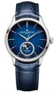 Baume & Mercier Clifton Baumatic Moonphase 39 mm Automatic Gradient Blue Lacquered Dial Blue Alligator Strap [10756]