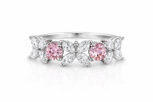 VERA Signature Pink & White Diamond Floral Ring 0.53 CTW Lab-Created Diamonds 14K White Gold [TJ4059RFC]