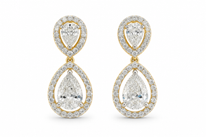 VERA Couture Pear Shape Diamond Drop Earrings 2.50 CTW Lab-Created Diamonds 14K White & Yellow Gold [503072240]