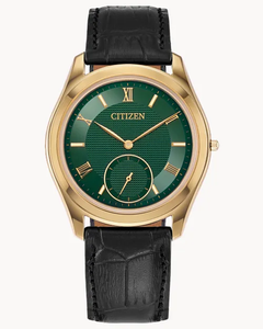 Citizen Eco-Drive One Ultra-Thin Green Dial Crocodile Strap 36.6 mm [AQ5022-02W]