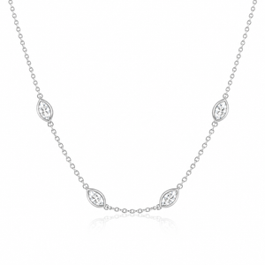VERA Signature Marquise Diamond Station Necklace 1.67 CTW Lab Diamonds, 14K Gold