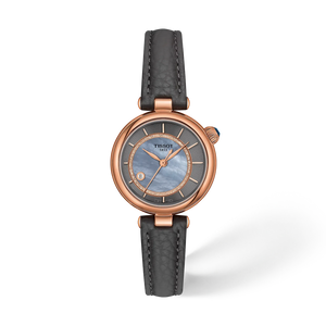 Tissot Désir Automatic 28 mm Blue Mother-of-Pearl Dial Rose PVD Grey Leather Strap  [T152.207.36.531.00]