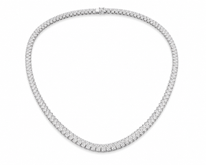VERA Couture 14K White Gold Double Row Diamond Tennis Necklace 17" | 15.37 CTW Lab-Grown Diamonds