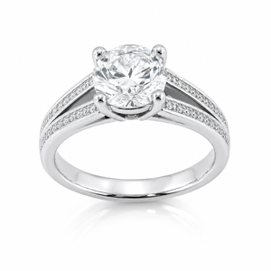 VERA Couture Platinum Round Brilliant Lab-Grown Diamond Engagement Ring 3.61 CTW [PT950]